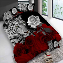 Роскошные комплекты постельного белья размера King-Size с 3D розами красного цвета Комплект постельного белья с одеялом свадебная простыня тигр/Дельфин/панда65 4 шт. 2024 - купить недорого