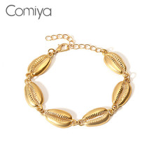 Женские браслеты Comiya Aliexpress Pulseira Feminina, этнический сплав цинка, простой индивидуальный браслет золотого цвета, Bijoux 2024 - купить недорого