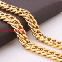 7-40" 14mm Heavy Gold Color  Stainless Steel Mens Curb Cuban Chain Necklace Charming Design Male Jewelry 2024 - buy cheap