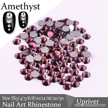 Upriver-diamantes de imitación 3D de alta calidad, piedras para diseño artístico de uñas, piedras de amatista Strass sueltas, más brillantes 2024 - compra barato