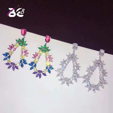Be 8 Fashion Luxury Flower Shape Dangle Earrings Full Mirco Pave Cubic Zirconia Engagement Party Drop Earring E771 2024 - buy cheap
