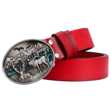 Fashion men leather belt cowboy elk pattern buckle belt north American Moose design Genuine Leather belt drop shipping 2024 - buy cheap