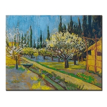 Huerto en flor bordeado por cipreses Reproducción hecha a mano Vincent Van Gogh pinturas al óleo sobre lienzo arte de pared para decoración del hogar 2024 - compra barato