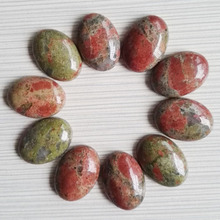 Free shipping fashion hot selling natural unakite Stone beads 25x18mm Oval CAB CABOCHON green flower lose beads 30pcs Wholesale 2024 - buy cheap