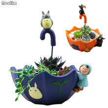 Zakka 9-Style Cartoon Cute Umbrella Totoro Flower Pot Resin Creative Craft Planter Home Office Garden Decor Succulent Plant Pot 2024 - buy cheap