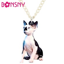 Bonsny colar de acrílico com pingente em forma de gato, gargantilha feminina sem fio e estiloso, joias de animais de estimação 2024 - compre barato
