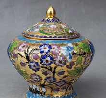 Folk Chinese Feng Shui Cloisonne Enamel Peony Flower Lucky Statue Pot Jar Crock 2024 - buy cheap