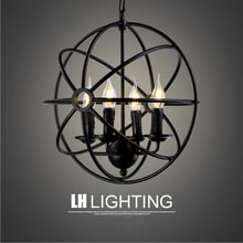 Loft retro industrial ring bar Nordic minimalist creative restaurant bar Iron Chandelier E14 for Restaurant Study Lights Fixture 2024 - buy cheap