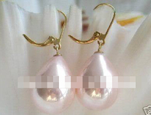 LL<<<Exquisite 12X16MM Pink South Sea shell pearl Teardrop Dangle earring 2024 - buy cheap