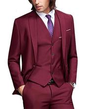 Мужской облегающий костюм из 3 предметов, свадебный костюм для мужчин, блейзер для официальной вечеринки, пиджак + жилет + брюки + галстук, 2021 2024 - купить недорого