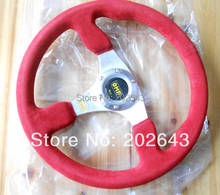 car steering wheel with  pvc  leather and aluminum bracket 14''  350mm red performance racing  steering wheel steering-wheel 2024 - купить недорого
