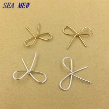 SEA MEW 20PCS 23*20mm Fashion Copper Hollow Out Bowknot Pendant Connectors Charms For Jewelry Making 2024 - buy cheap