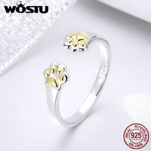 WOSTU 2019 New 100% 925 Sterling Silver Cat Dog Paw Finger Rings For Women Party Birthday Lovely Original Jewelry Gift FIR430 2024 - buy cheap