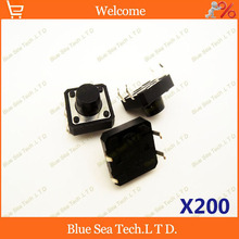 200 pcs 12*12*7.5mm Round Tactile Push Button Switch/Micro switch,12X12X7.5MM DIP button switch black 2024 - buy cheap
