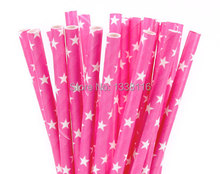 100pcs Hot Pink With White Star Paper Drinking Straws,Party Supplies Paper Drinking Straws Wholesale Online 2024 - buy cheap