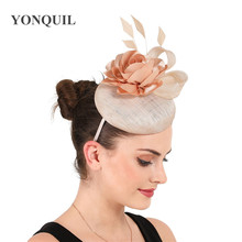 Lindo chapéu fascinator sinamay cor rosa de 4 camadas-alta qualidade 2024 - compre barato