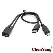 Chenyang-кабель CY Micro USB Female to USB-C Type C USB 3,1 и Micro USB сплиттер папа-папа Удлинительный зарядный кабель 2024 - купить недорого
