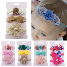 Nishine 3pcs/lot Kids Elastic Floral Headband Girls Baby Bowknot Headwear Girls Hair Accessories Elastic Bands Hairband Set 2024 - buy cheap