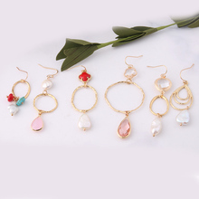 NeeFuWoFu Drop Earring Red Coral brand earrings Natural pearl Grape string manual Fashion Ear Drops Copper Earrings jewelry 2024 - buy cheap