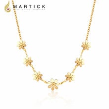 Martick 316L Stainless Steel Gold-color Flower Pendant Necklace Link Chain Necklace Rose Gold Fashion Jewelry P60 2024 - buy cheap