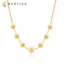 Martick 316l aço inoxidável ouro-cor flor pingente colar link corrente colar rosa ouro moda jóias p60 2024 - compre barato