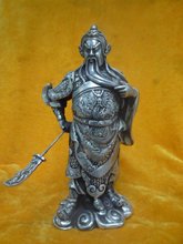Редкая старая серебряная статуя/скульптура ----- Duke guan захват меч, тонкая резьба, лучшая коллекция и украшение, бесплатная доставка 2024 - купить недорого