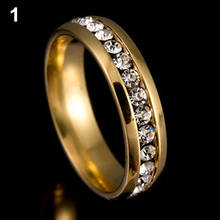 Fancy Men's Women's Couple Lover Rhinestone Titanium Steel Engagement Ring Size 6-11 5K5F 2024 - buy cheap
