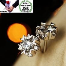 OMHXZJ Wholesale European Fashion Woman Girl Party Gift Snowflake White Amethyst Zircon 925 Sterling Silver Stud Earrings EA111 2024 - buy cheap