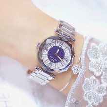 Relógio luxuoso feminino com pulseira de cristal, moderno, quartzo prateado, data, feminino, meninas, relógio de pulso feminino 2024 - compre barato