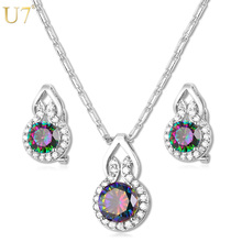 U7 European Big CZ Crystal Jewelry Sets Gold Color Round Cubic Zirconia Earrings & Necklace Set Women Costume Party Gift S798 2024 - buy cheap