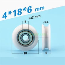 10pcs 4*18*6mm 624ZZ bearing wrapped pulley, POM U groove wheel, door/window/furniture/mechanical guide wheel 2024 - buy cheap