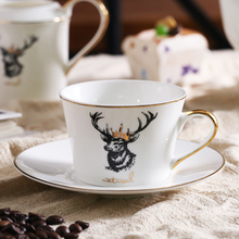 200 ml luxury elk style ceramic bone china coffee tea Cup Saucer with gold line 2024 - buy cheap