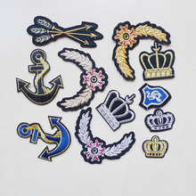 Crown Anchor Arrow Shield Embroidery Iron On Patches For Kids T-shirt Stripes Clothing Jeans Stickers Cute Badges DIY Decoration 2024 - buy cheap