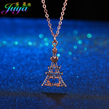 Fashion Micro Pvae Blue Zircon Floating Eiffel Tower Pendant Necklace For Thanksgiving Day Christmas Gift Jewelry 2024 - buy cheap