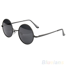 Лидер продаж Винтаж Ретро для мужчин женщин круглый металлический рамки солнцезащитные очки для очки черные линзы 7FEV 2024 - купить недорого