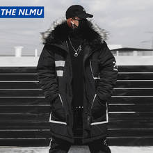 Black Winter Thick Jacket Parkas Men Hooded Fur Collar Coats Parka Streetwear Mens Hip Hop Long Warm Windbreaker Coats WJ091 2024 - buy cheap
