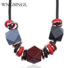 Wngmngl colar de pingente geométrico, colar maxi com pingente de madeira, acessórios de joias exagerados para mulheres 2024 - compre barato