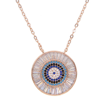 Elegant 41+5cm Beaded Chain Necklace paved blue eye zirconia Bohemia pendant necklace for women Jewelry 2024 - buy cheap