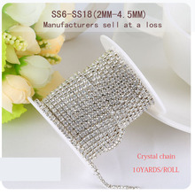 Manufacturer sales Deal 2mm-4.5mm high quality silver base clear crystal Rhinestone Chain,DIY/clothing accessories 2024 - buy cheap