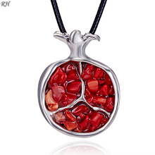 Vintage Silver Color Necklace For Women Jewelry Accessories Pomegranate Fruit Necklace Pendant Long Sweater Chain Leather Collar 2024 - buy cheap