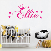 Beautiful Princess Crown Wall Sticker Personalized Girls Custom Name Vinyl decal for Children Baby Bedroom Decor Art Poste fq512 2024 - buy cheap