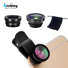 Объективы для телефона Ascromy 3 в 1, Широкоугольный макро объектив «рыбий глаз» для iPhone 6 7 8 X XR Samsung, линзы для смартфона 2024 - купить недорого