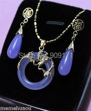 GBFDY6U7   Free Shipping>>>charming blue stone bless pendant earring set 2024 - buy cheap