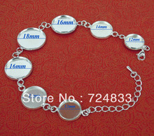 Soporte para pulsera, placas de bisel redondas, broche de langosta, cadena de enlace de Metal de 18/16/14/12mm, camafeo, cabujones, pulseras, configuraciones en blanco y plateado 2024 - compra barato