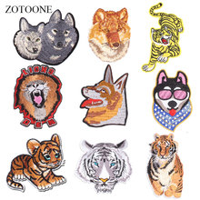ZOTOONE Animal Patch Wolf Tiger Stickers Diy Iron on Clothes Heat Transfer Applique Embroidered Applications Cloth Fabric G 2024 - buy cheap