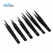 Good quality Tweezer Forceps Stainless Steel Anti-Static Curved Straight Tool Pincers Pincette Hand Tool Set 6pcs 2024 - buy cheap