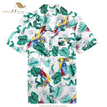 SISHION Cotton Hawaiian Shirt Casual Short Sleeve Birds Floral Print ST124 Summer Beach Mens Shirts High Quality 2024 - buy cheap