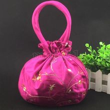 Moda Fuchsia Flor Bordada das Mulheres de Cetim de Seda Bolsa Saco de Jóias Bolsa 2024 - compre barato