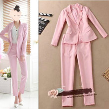 Traje rosa de moda para mujer, chaqueta y secciones largas, temperamento, pantalones informales, conjunto de dos piezas 2024 - compra barato