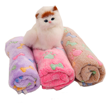 Одеяло для домашних животных, зимняя кровать для собак и кошек, коврик с принтом ног и звезд, теплый спальный матрас для маленьких и средних собак, кошек, флисовые принадлежности для домашних животных 2022 - купить недорого